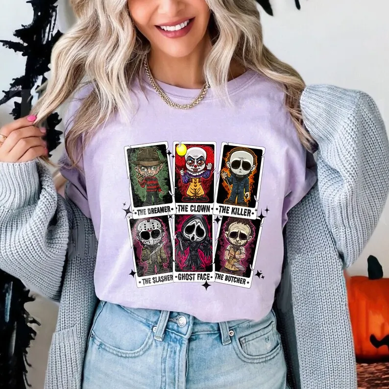 Comfort Colors&reg; Retro Halloween Characters Tarot Card shirt