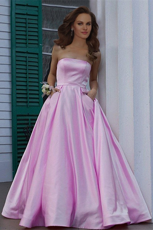 Lvs&Broner Strapless Burgundy Prom Dress With Pockets