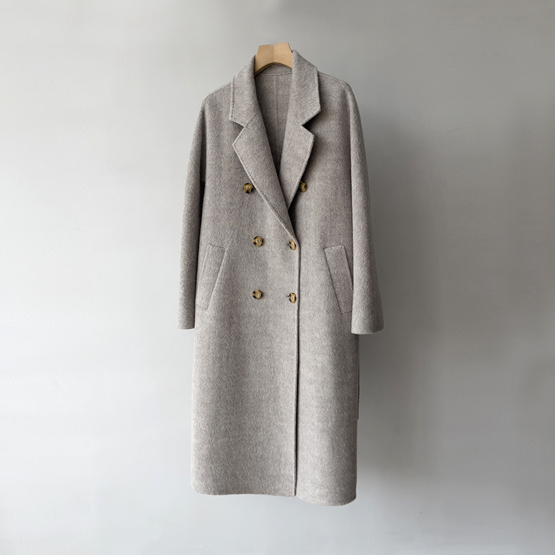 Double-breasted Women's Wool Silk Coat  REAL SILK LIFE