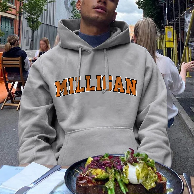 Milligan Printed Kangaroo Pocket Casual Hoodie