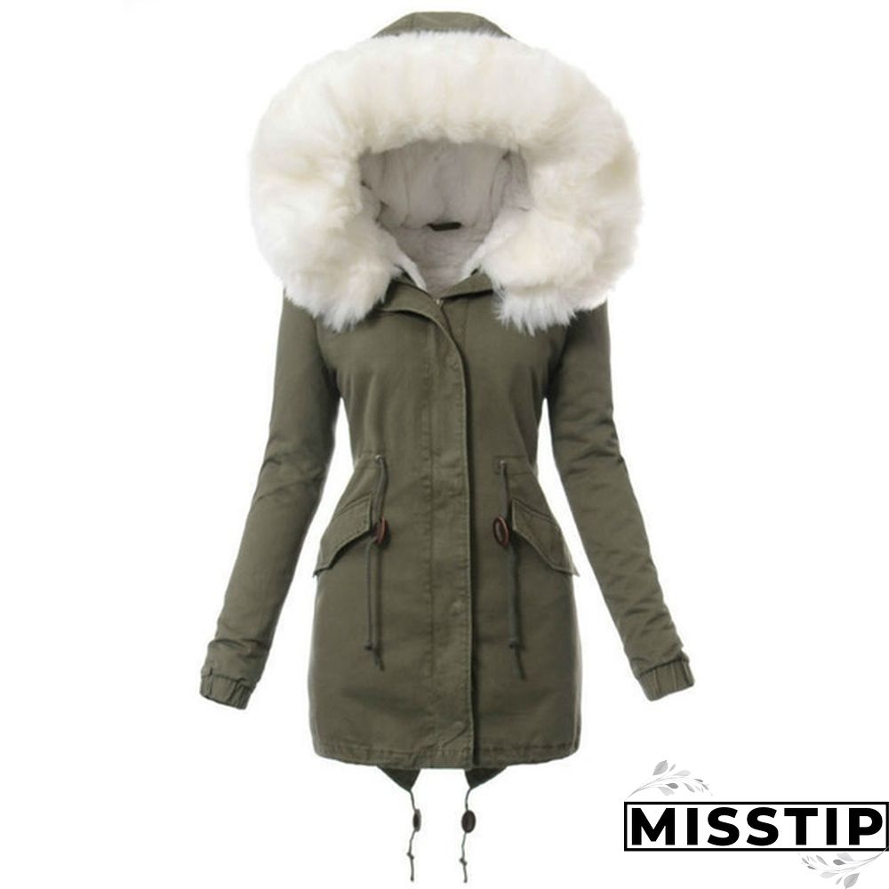 Women's Fashion Faux Fur Hooded Long Coat Winter Warm Fleece Thicken Parka Jacket Outwear Plus Size