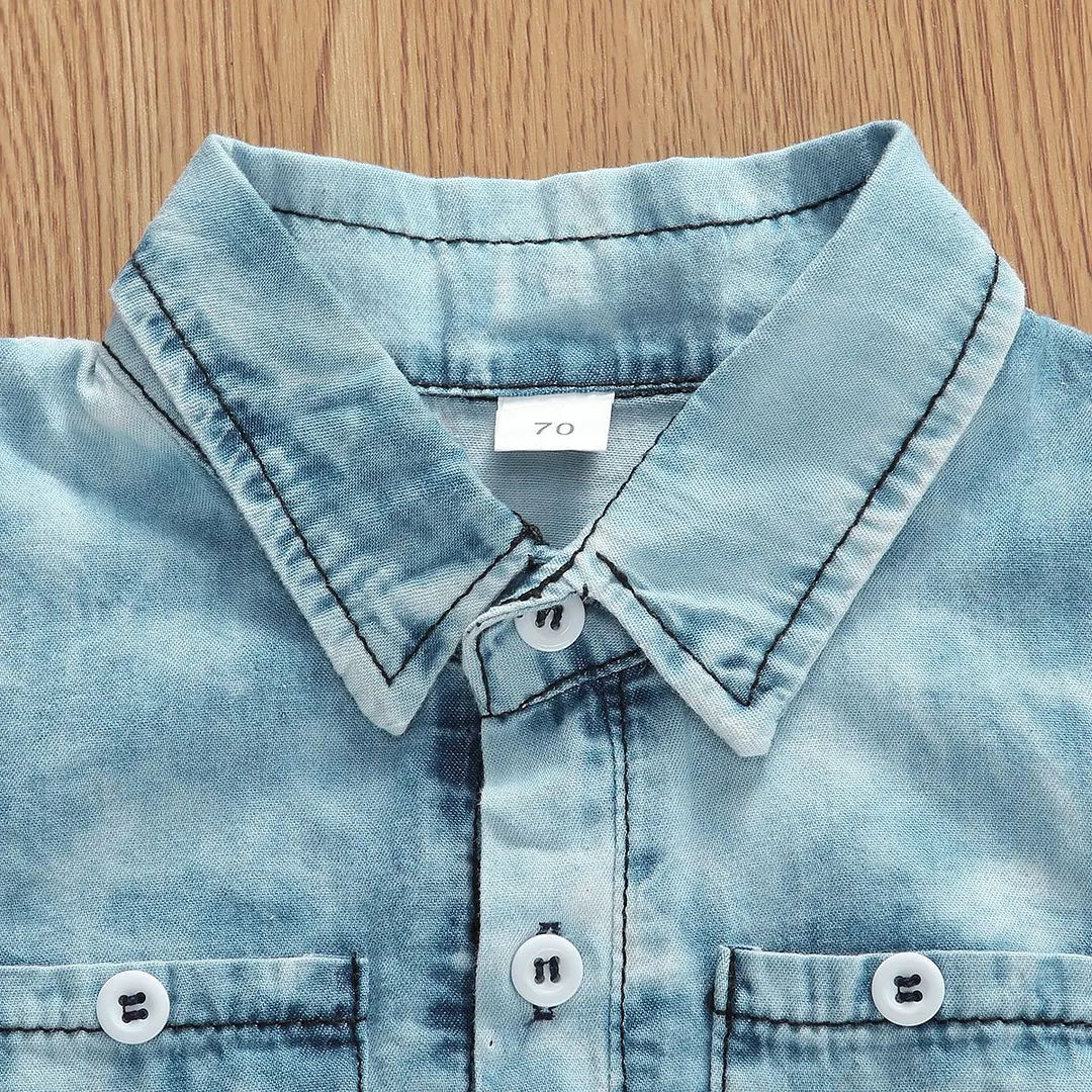 2020 Baby Summer Clothing 0-1Years Newborn Infant Baby Girls Boys Denim Color Romper Casual Short Sleeve Jumpsuits
