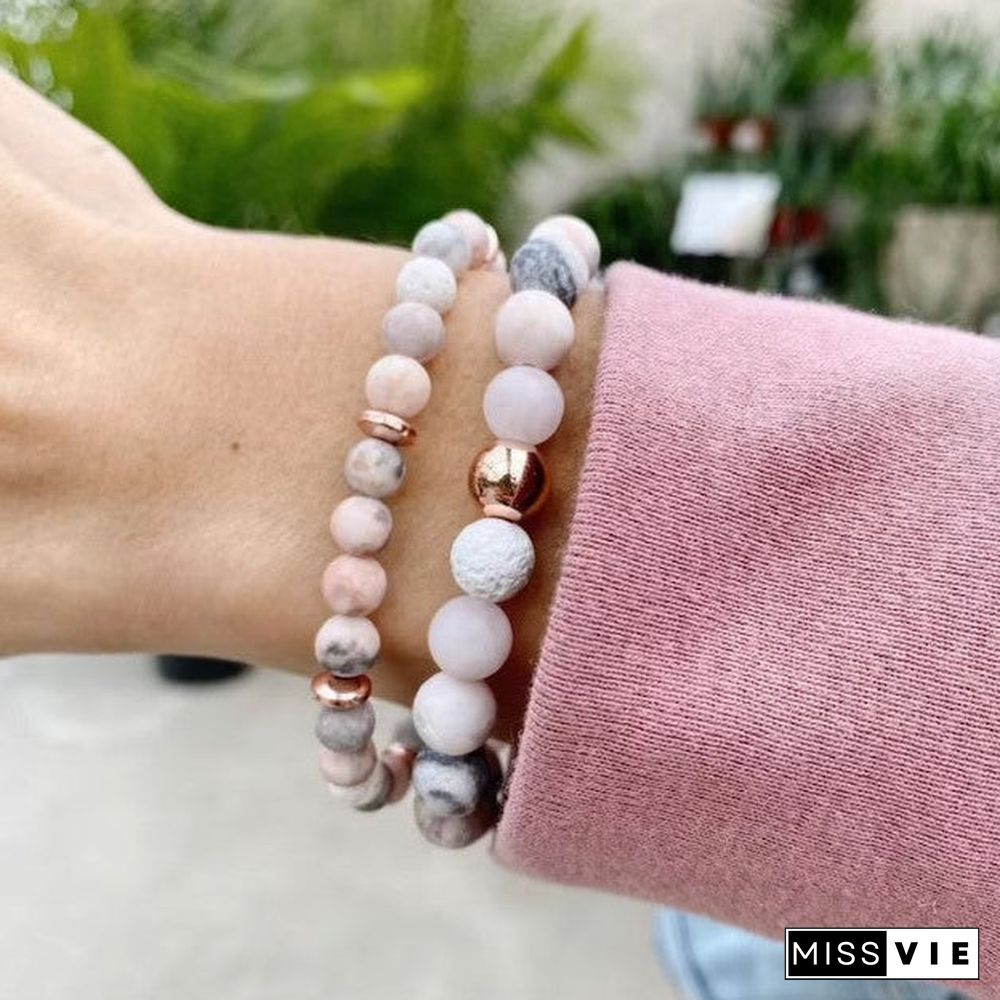 PINK ZEBRA JASPER BRACELET