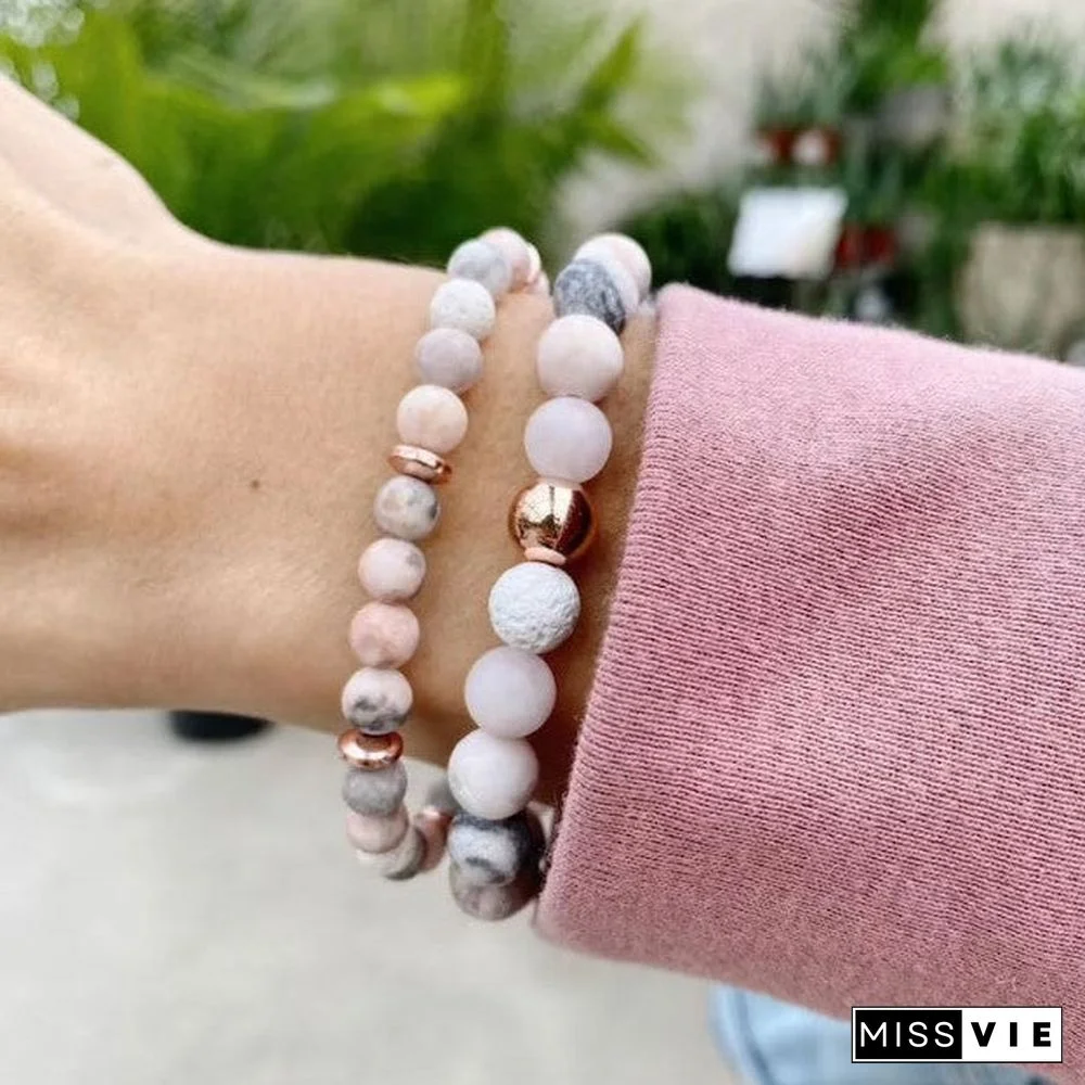 PINK ZEBRA JASPER BRACELET