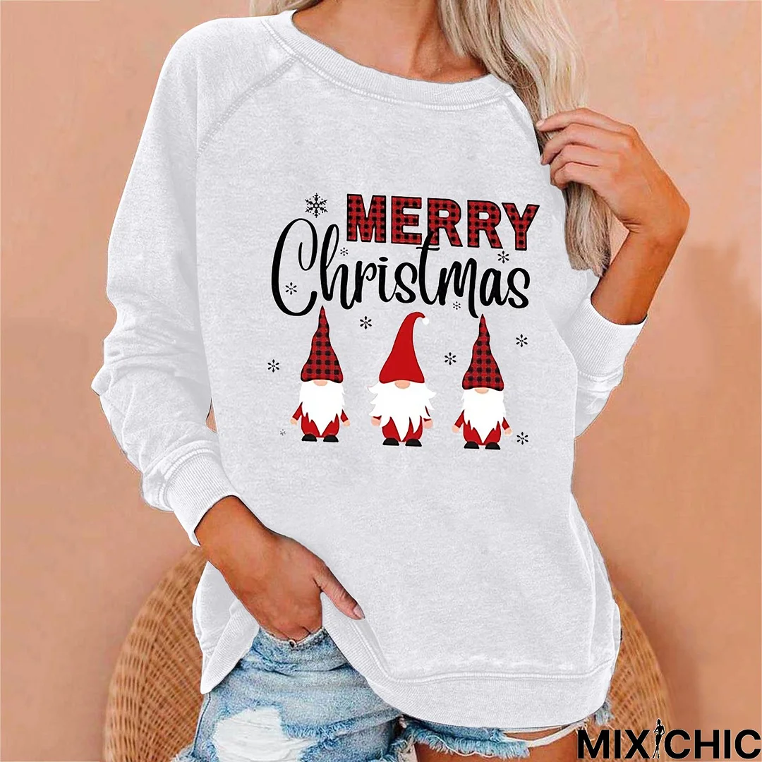 Christmas loose long sleeve printed Sweatshirt