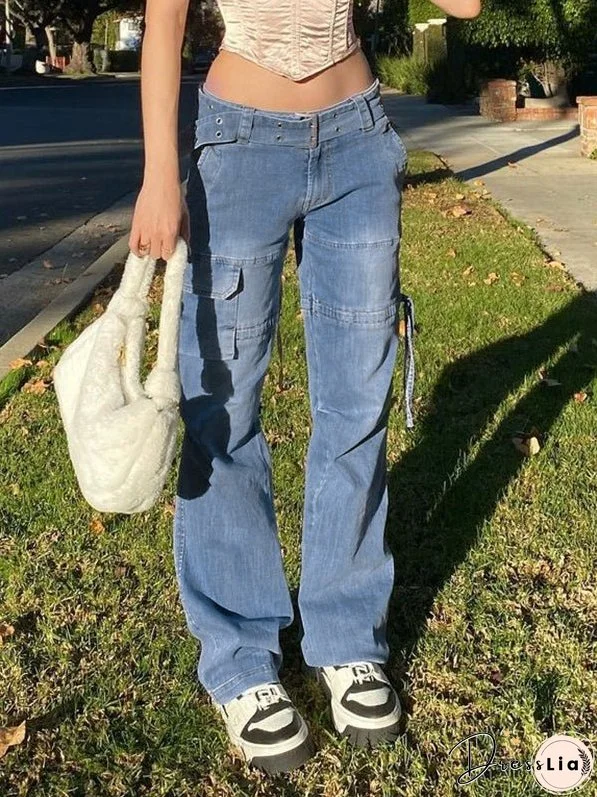 Belt Drawstring Straight-leg Track Pants