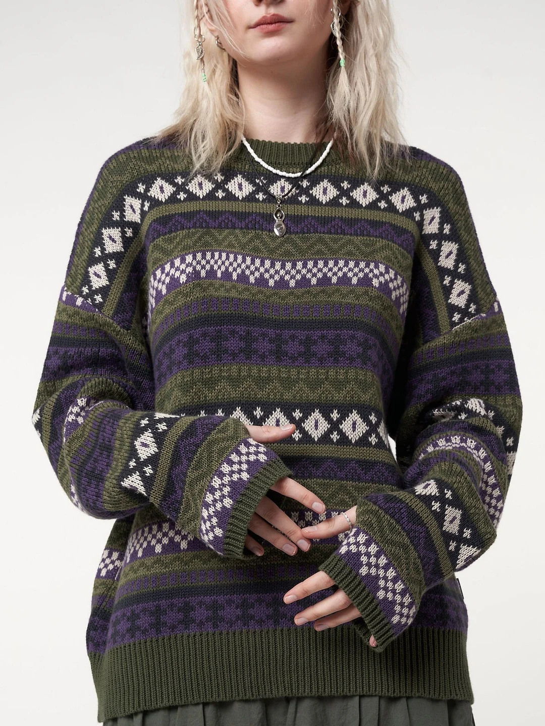 Boho Floral Knitted Shift Sweater | EGEMISS