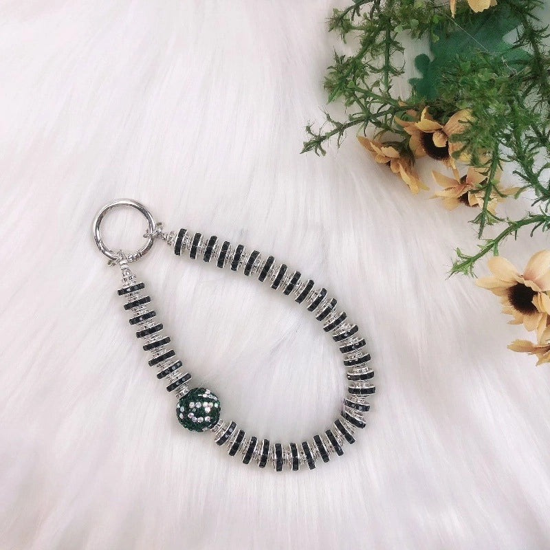 IG Style Shiny Ball Beaded Beaded Inlay Rhinestones Bag Pendant Keychain