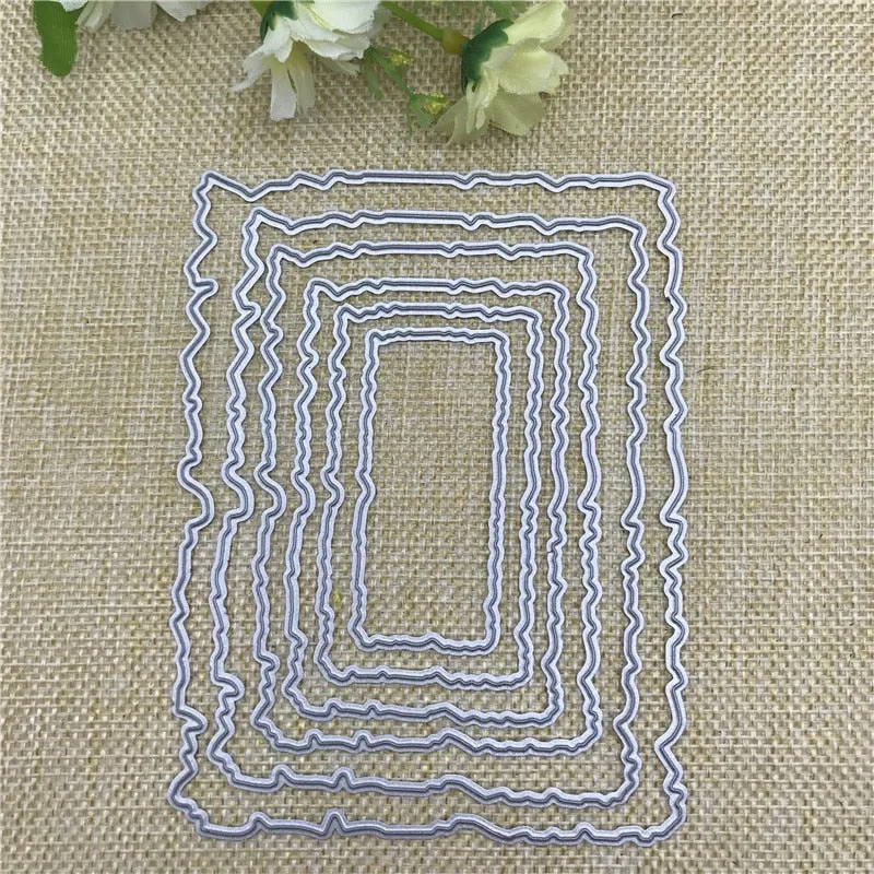 6pcs/Set Vintage Torn Rectangle Frame Metal Cutting Dies for DIY Scrapbooking Photo Album Embossing Paper Cards Decorative Craft