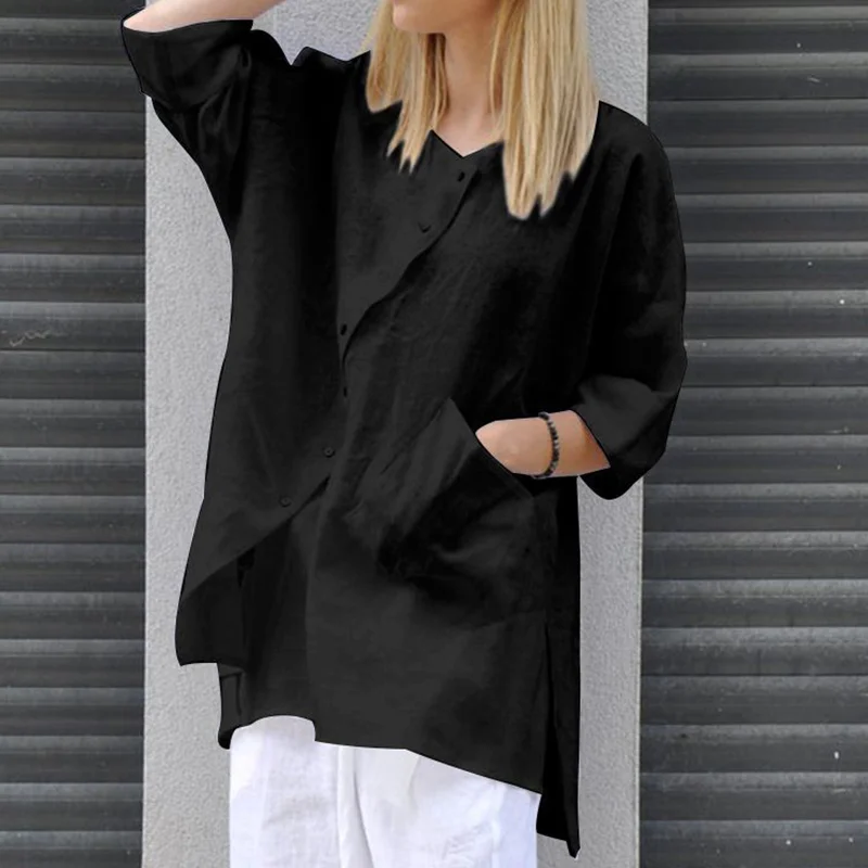 Solid color irregular patch pocket shirt