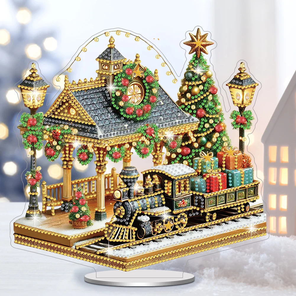 DIY Christmas Snow House Acrylic Special Shaped Diamond Painting Desktop Decorations