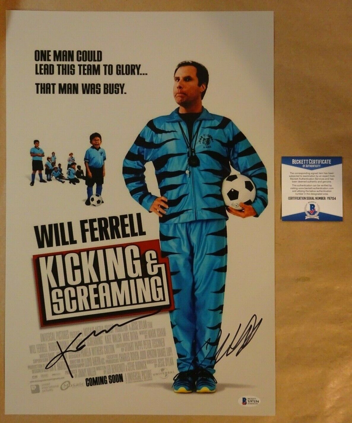 Signed WILL FERRELL & KATE WALSH KICKING & SCREAMING 12x18