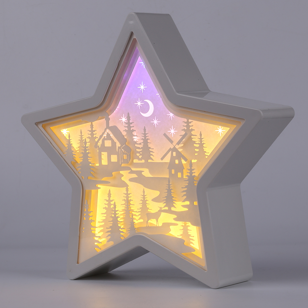 

Five-pointed Star 3D Light Shadow Paper Carving Lamp USB Hollow Night Light, 501 Original