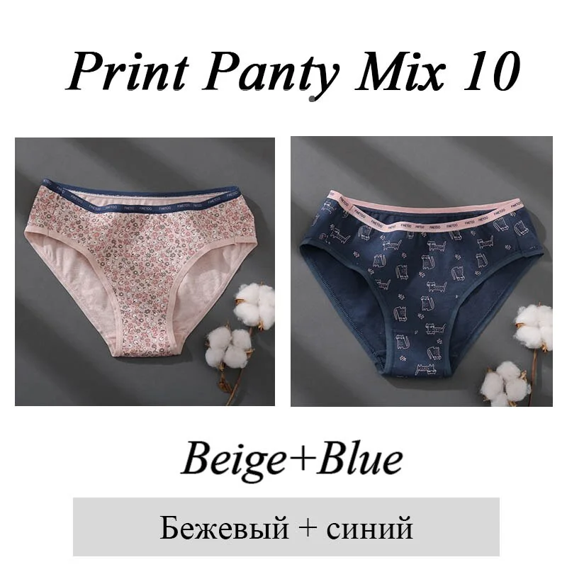 FINETOO Women 1Pc/2Pcs Cotton Panties Female Print Briefs Sexy Low-Rise Underpants Girls Cute Plus Size M-2XL Intimates Lingerie