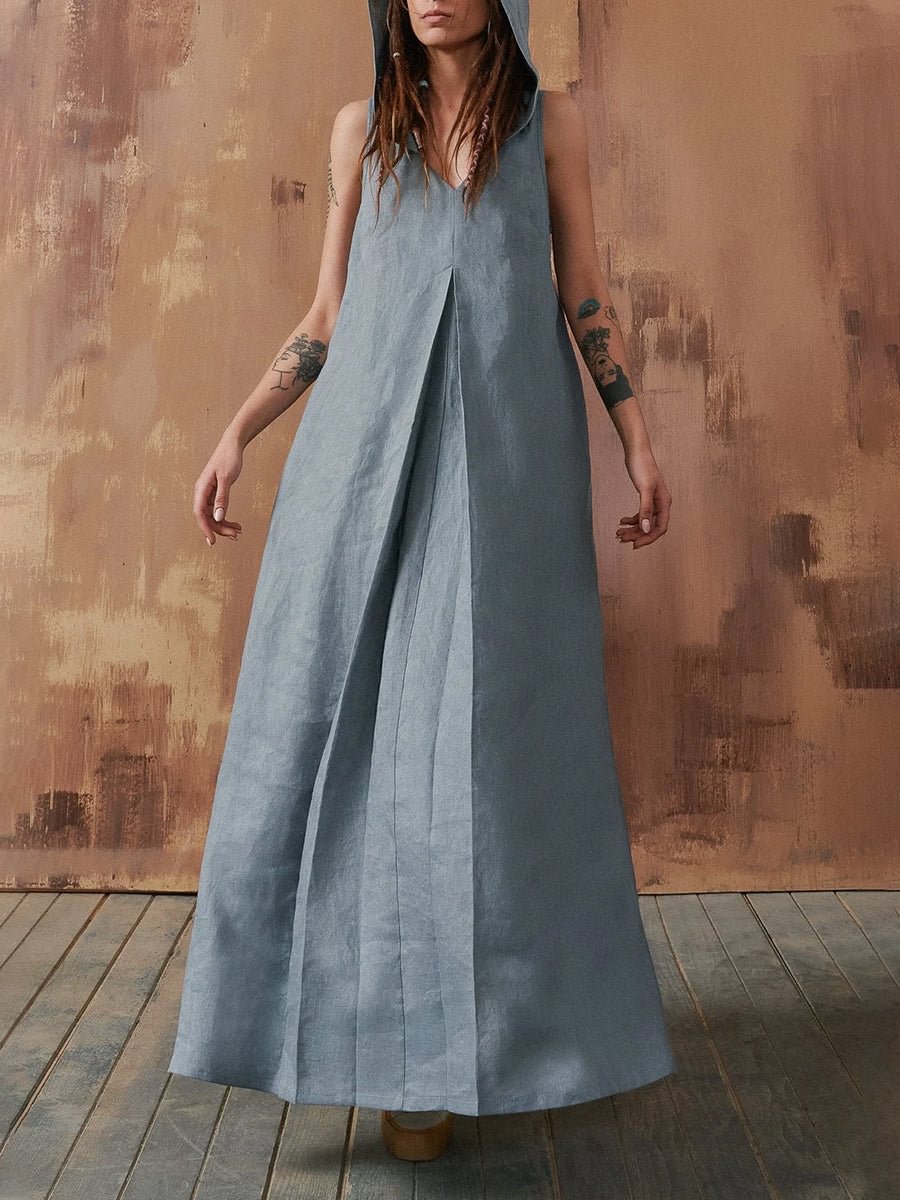 hooded sleeveless maxi dress