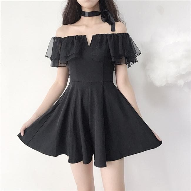 Black Off-Shoulder Elegant Jumpsuit Dress SP13532