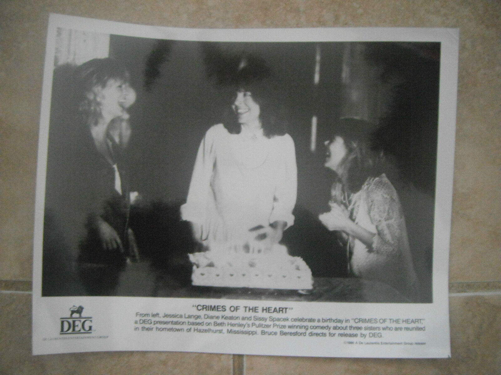 Crimes of the Heart Keaton Spacek Lange Movie B&W 8x10 Promo Photo Poster painting Lobby Card