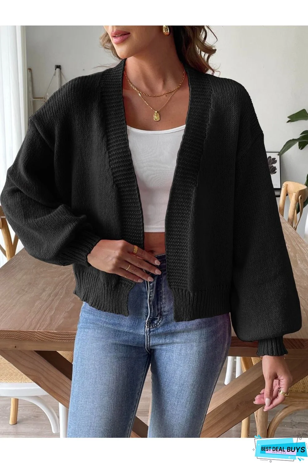 Open Front Long Sleeve Cardigan