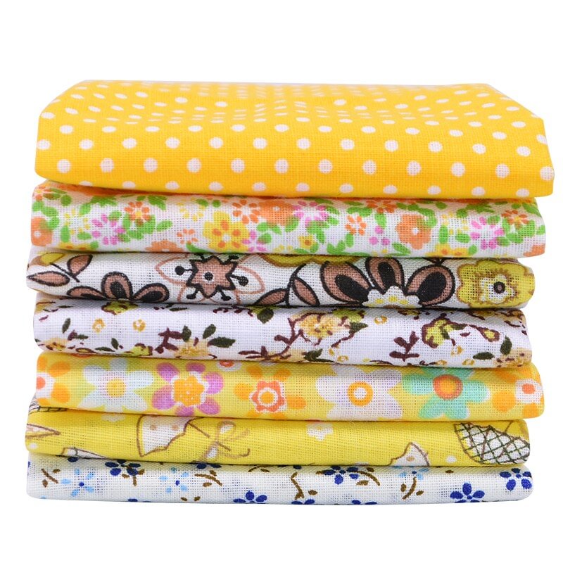7pcs/set 25x25cm Flower Pattern Cotton Fabric Printed Cloth DIY Handmade Patchwork Material for Needlework Sewing Accessories
