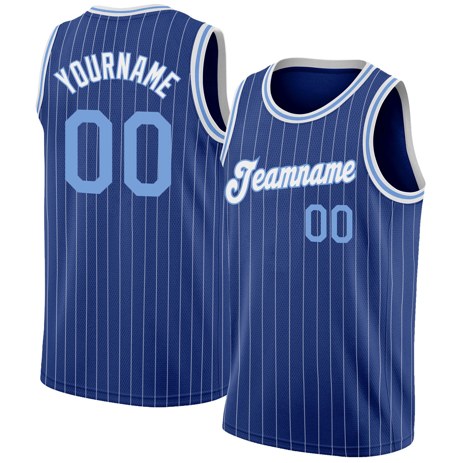 Custom Royal White Pinstripe Light Blue-White Authentic Basketball Jersey | captainssportss.com