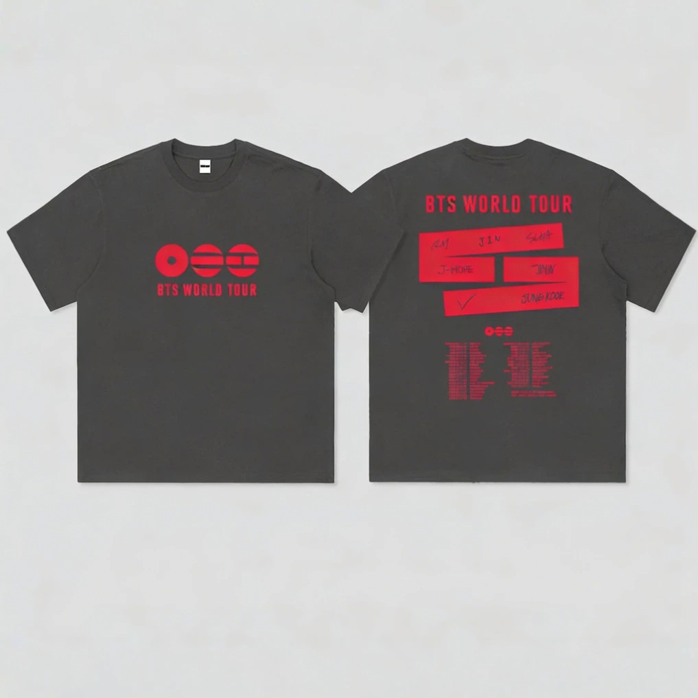 Official BTS Arirang World Tour Support T-Shirt - Red & Grey