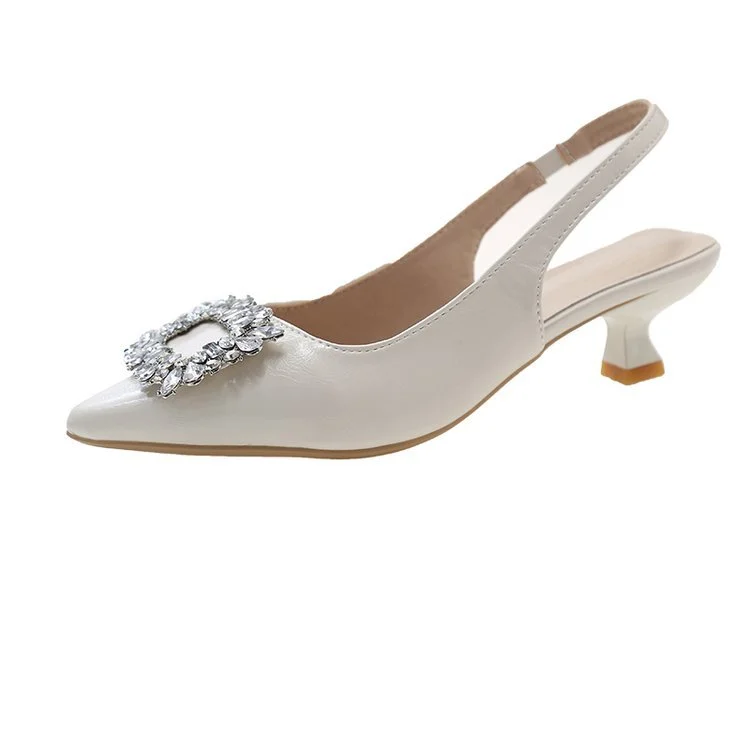 Yyvonne Summer New Pointed Sandals After The Ribbon With Large Size Square Buckle High Heels Gentle Fashion Women's Shoes