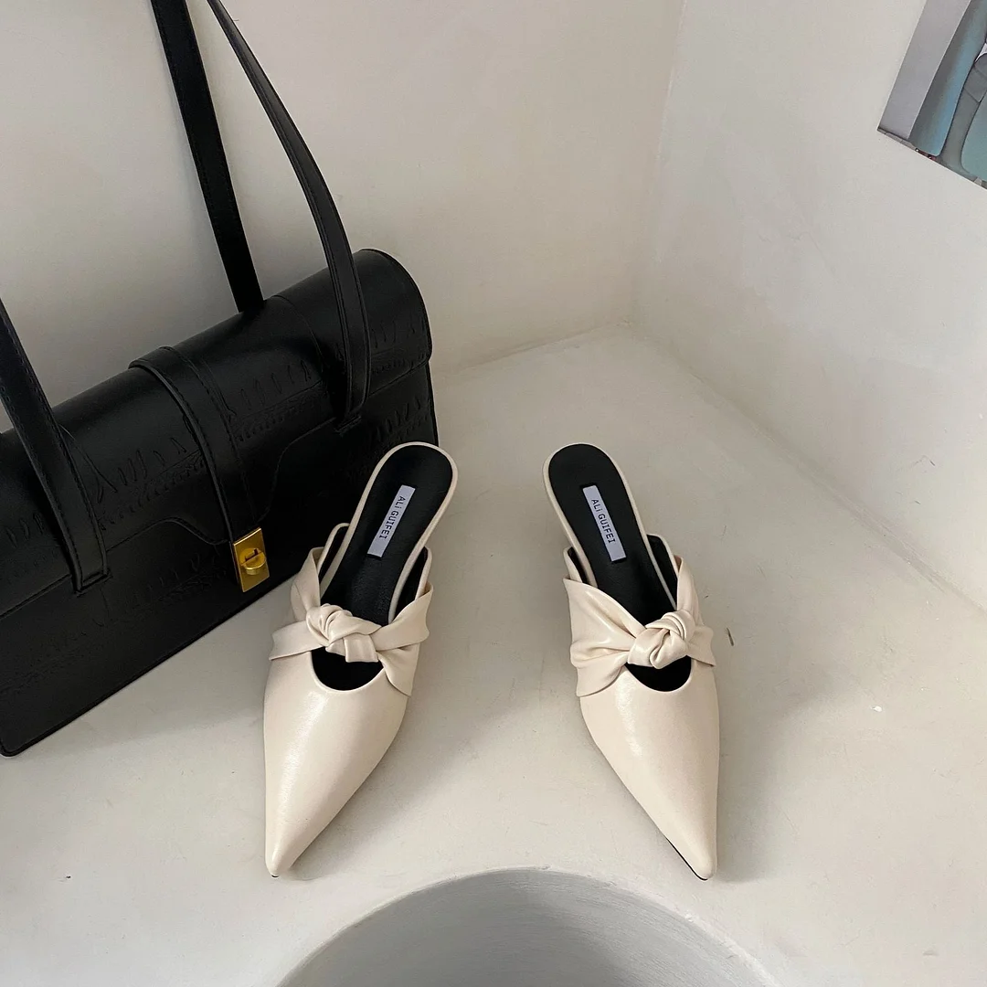 Closed Toe Half Slippers Women's 2021 Spring and Summer New Pointed Toe Outer Wear Thin Heeled Shoes Sandals Women's Shoes