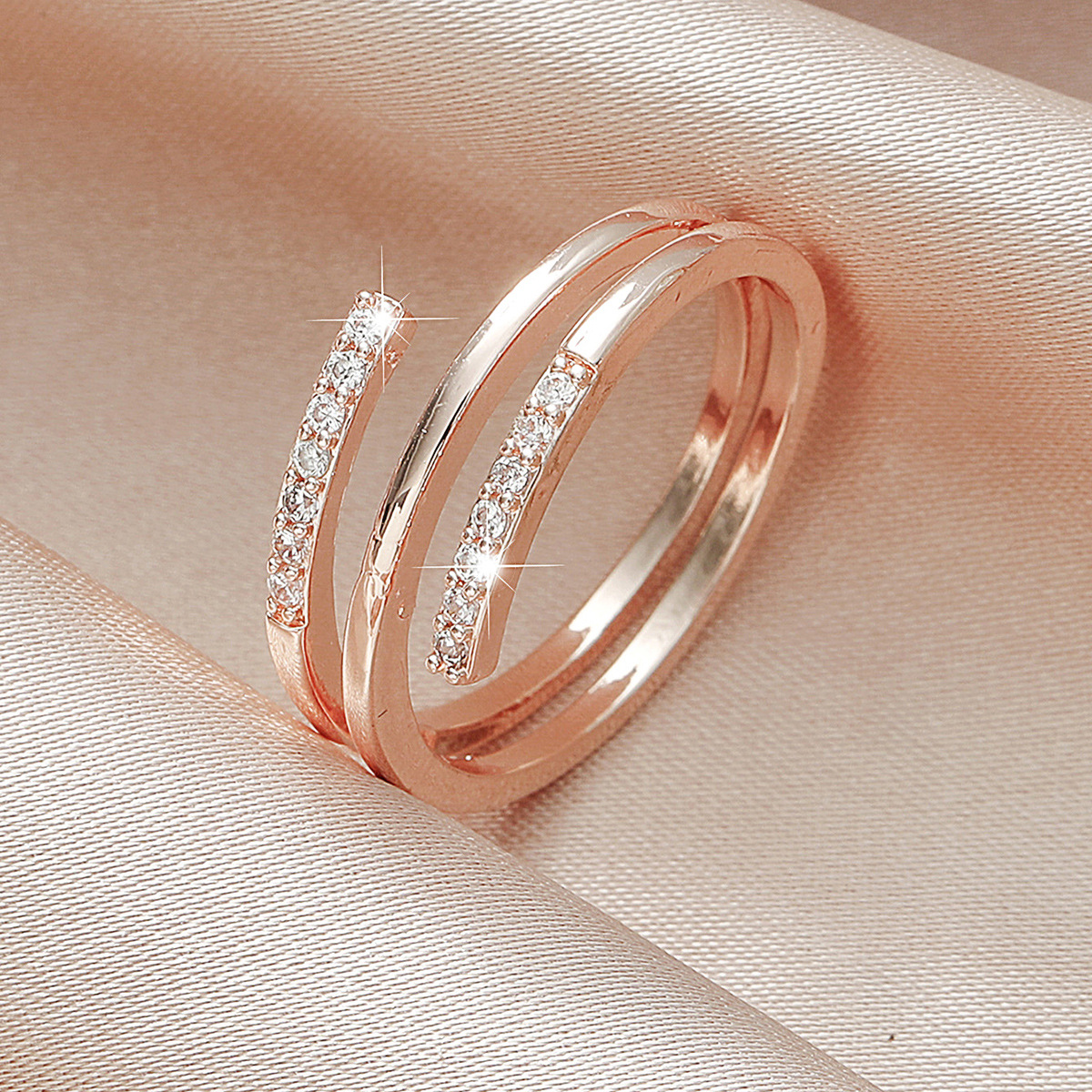 Snake Multi-Layered Ring Gold-Plated Zirconia