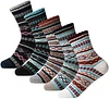 Winter Thick Soft Wool Vintage Pattern 5 Pairs Socks For Christmas Gift