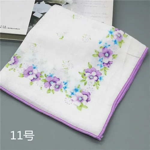 Handkerchiefs Women Kawaii Printing Simple Square Towel Pocket Elegant All-match Womens Leisure Female Cute Handkerchief Cotton
