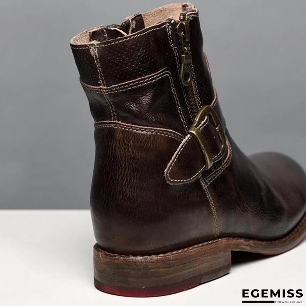 Fashion Zipper Low Heel Martin Boots | EGEMISS