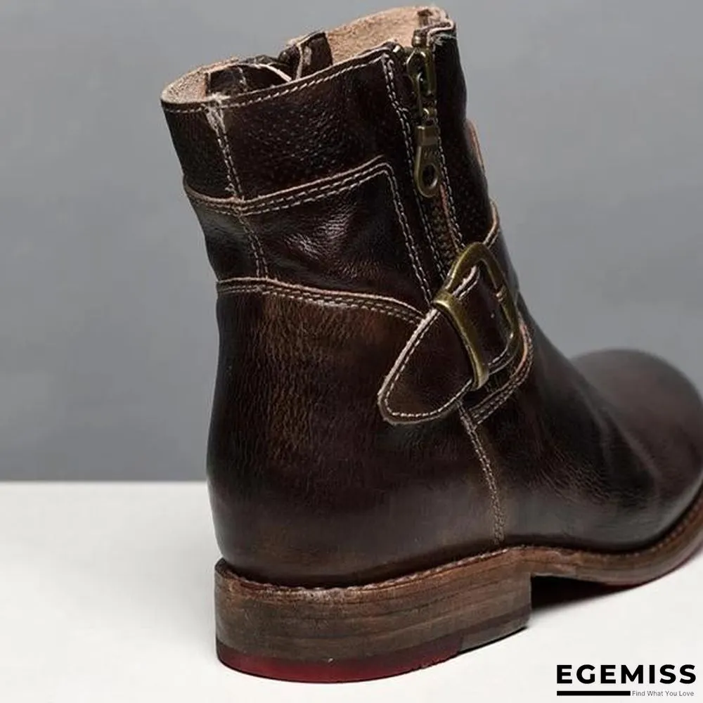 Fashion Zipper Low Heel Martin Boots | EGEMISS