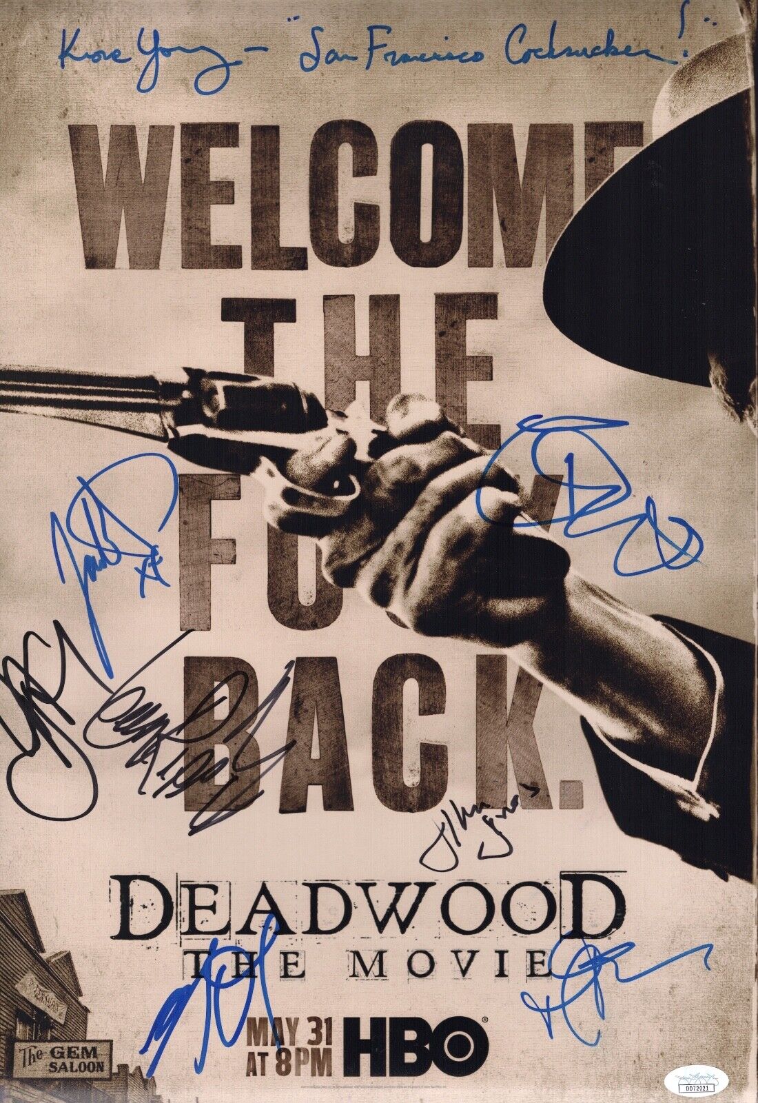 Ian McShane DEADWOOD Cast X8 Signed 12x18 Photo Poster painting IN PERSON Autograph JSA COA