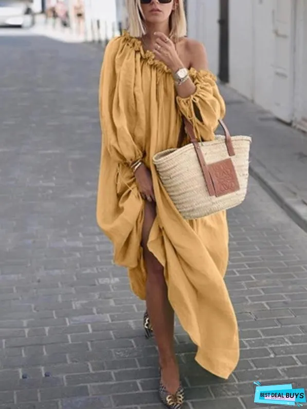 Casual Solid Color Large Size Long Dress