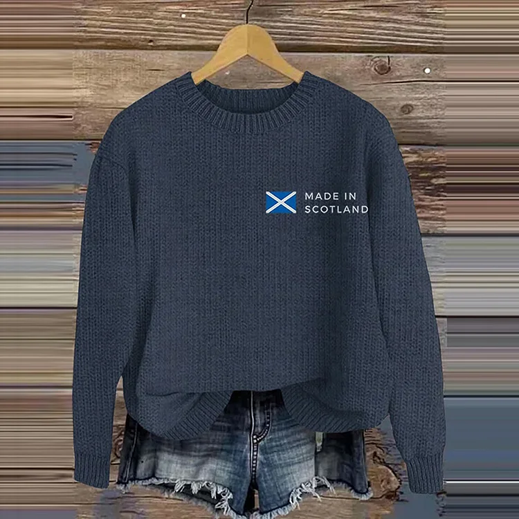 Comstylish The Scottish Print Casual Knit Cozy Sweater