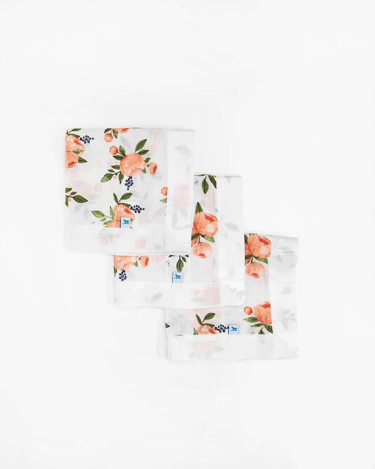 Cotton Muslin Security Blanket 3 Pack - Watercolor Roses