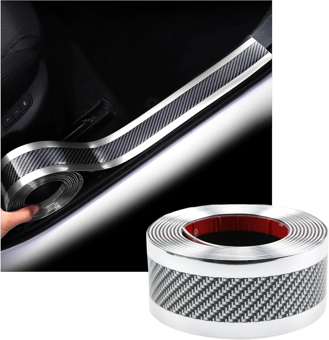 Car door anti-collision and anti-scratch cover sticker, waterproof carbon fiber door sill protection tape