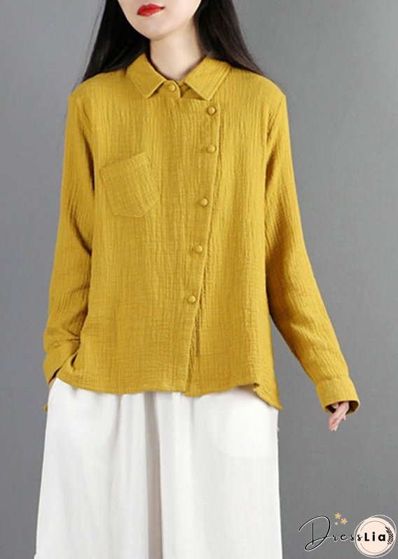 Unique Yellow Patchwork Shirt Long Sleeve