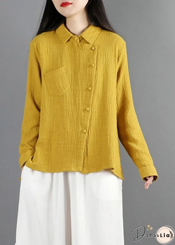 Unique Yellow Patchwork Shirt Long Sleeve