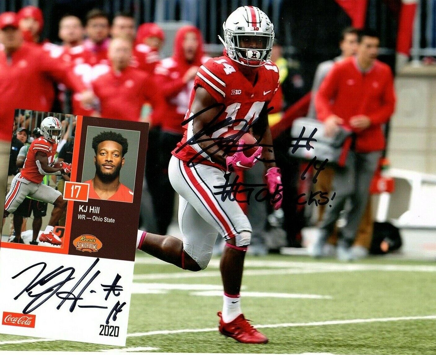 KJ Hill Ohio State Buckeyes signed autographed 8x10 football Photo Poster painting & CARD K.J.!