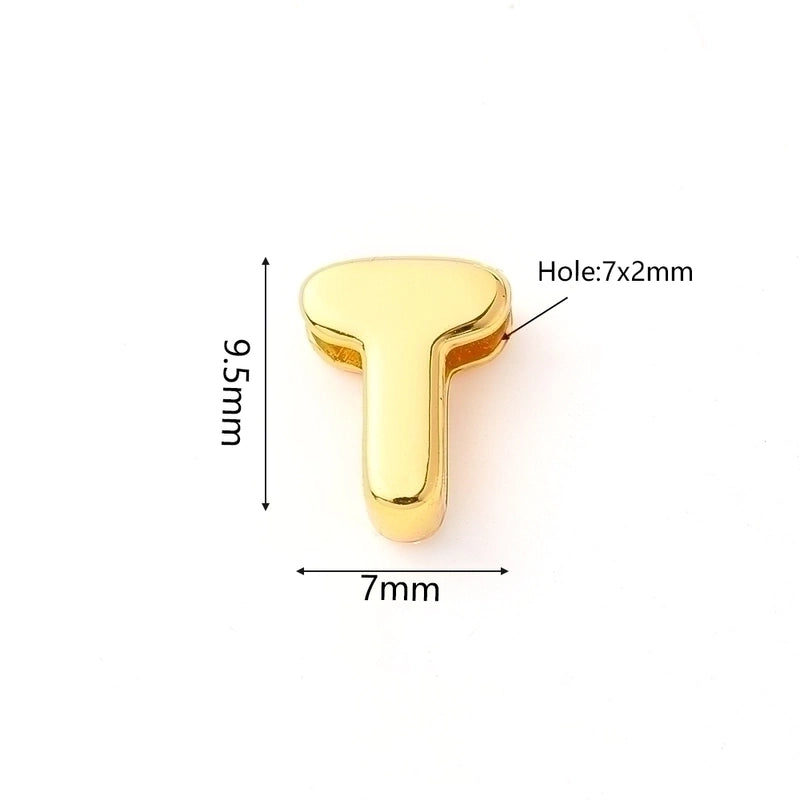 1 Pc/Package 9.5x6mm 9.5×7.5mm 9.5x8mm 7x2mm Copper 18K Gold Plated Letter Bubble Polished Beads