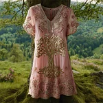 Viking Sparkling Tree Of Life Women's V-neck Mini Dress - Image 2