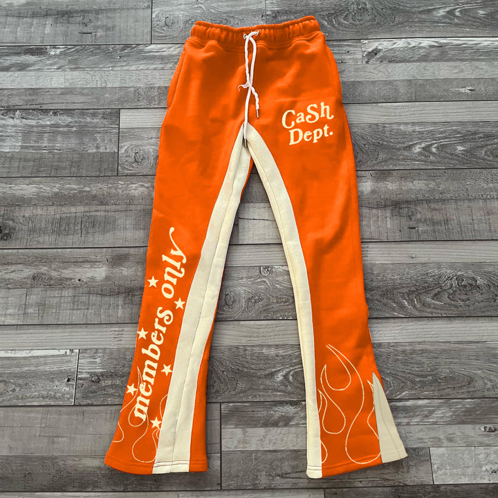 Loveciss®/ Personalized Street Style Color-Block Letter Print Flared Trousers