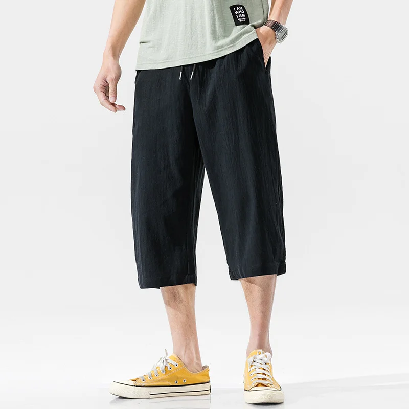 Linen Breathable Casual Cropped Trousers