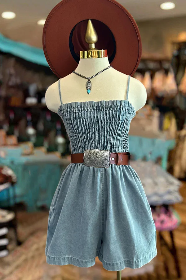 Smocked Wide Leg Romper-0520