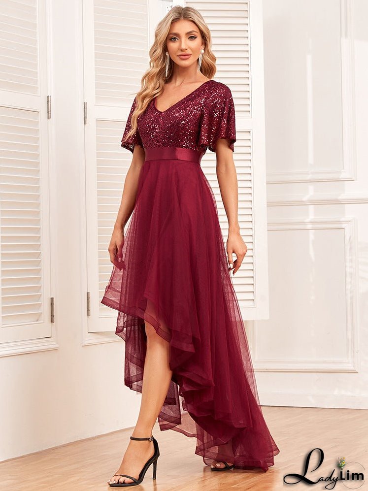 Women's Ruffled Irregular Long Dress