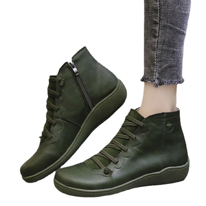 Breakj Breakj Autumn And Winter Large-Size Flat Bottom Warm Lady Short Boots New Flat Bottom Women Boots
