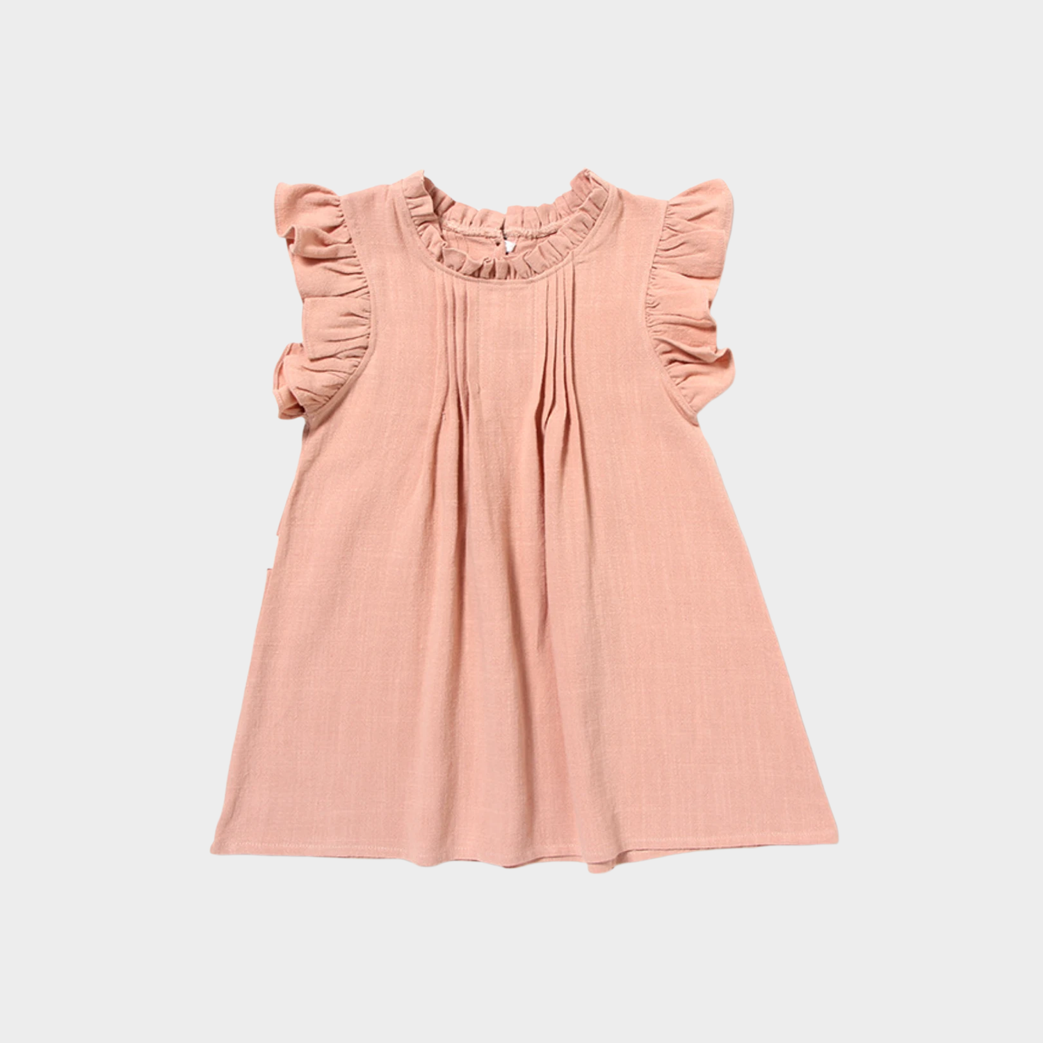 Soft Ruffled-Sleeve Linen Girls' Dress REAL SILK LIFE