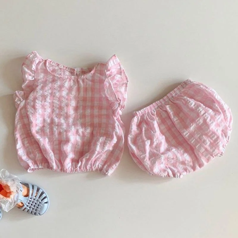 New 2020 Summer Baby Clothing Set Paid Vest Tops and Bloomers 2pcs 0-3Yrs Baby Girls Clothes