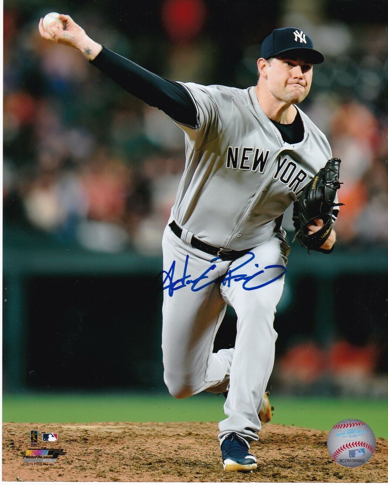 ADAM OTTAVINO NEW YORK YANKEES ACTION SIGNED 8x10